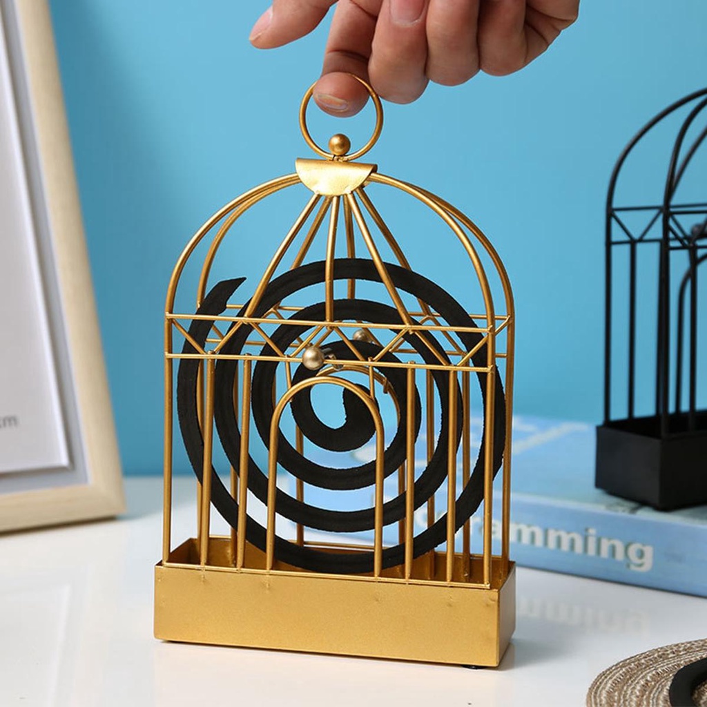 Giá Đỡ Nhang Muỗi Hình Lồng Chim Bằng Sắt Đàn Hương Trang Trí Phòng Khách