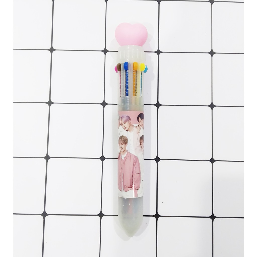 Bút bấm 10 màu bút army bangtan kpop BNMI11 bút nhiều màu cute bút 10 màu dễ thương