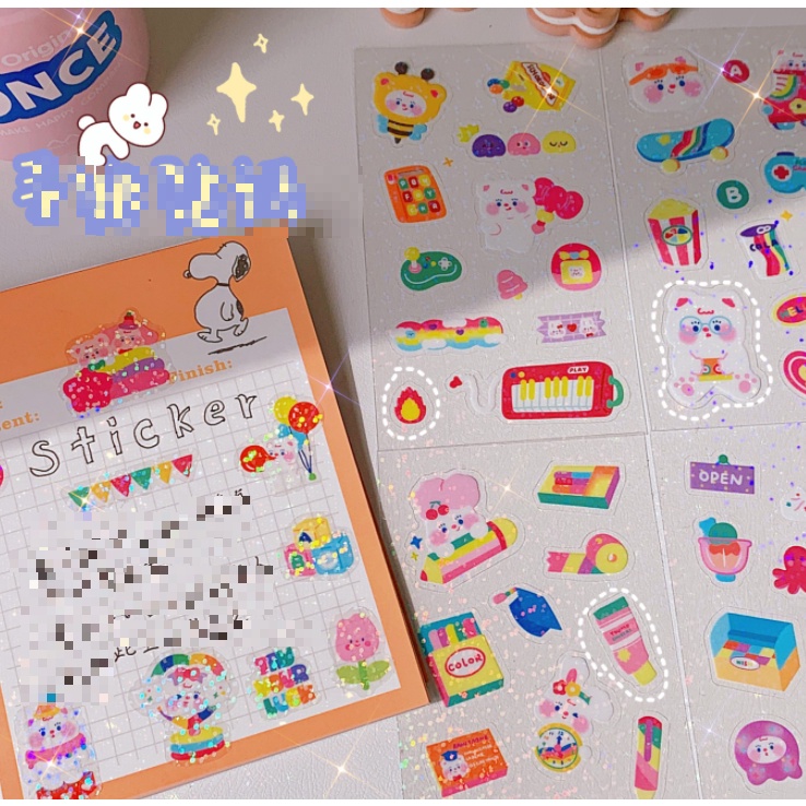 [Hàng mới về] TẤM STICKER DÁN KIM TUYẾN GẤU THỎ