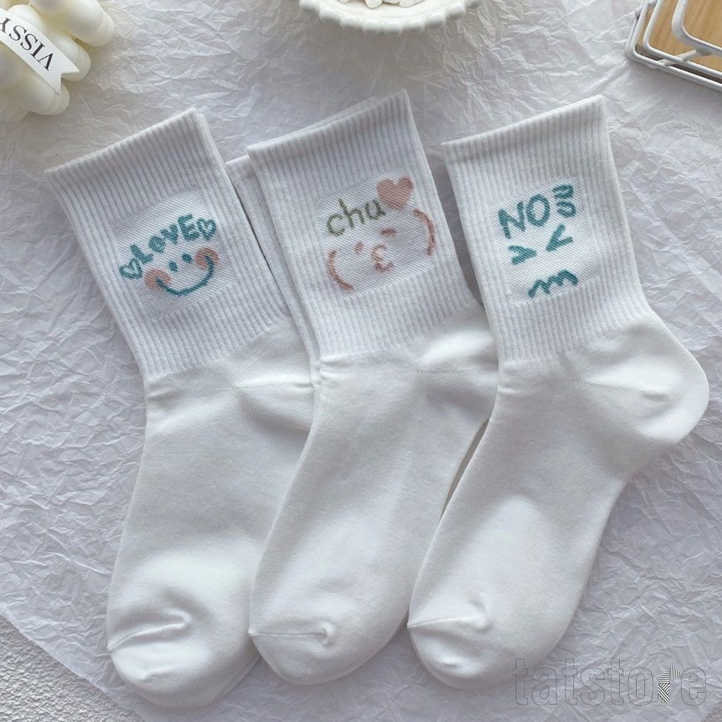 Tất nữ bít tất nữ màu trắng Hàn Quốc siêu cute nhiều biểu cảm tinh nghịch đáng yêu TẤT STORE 8CCF5