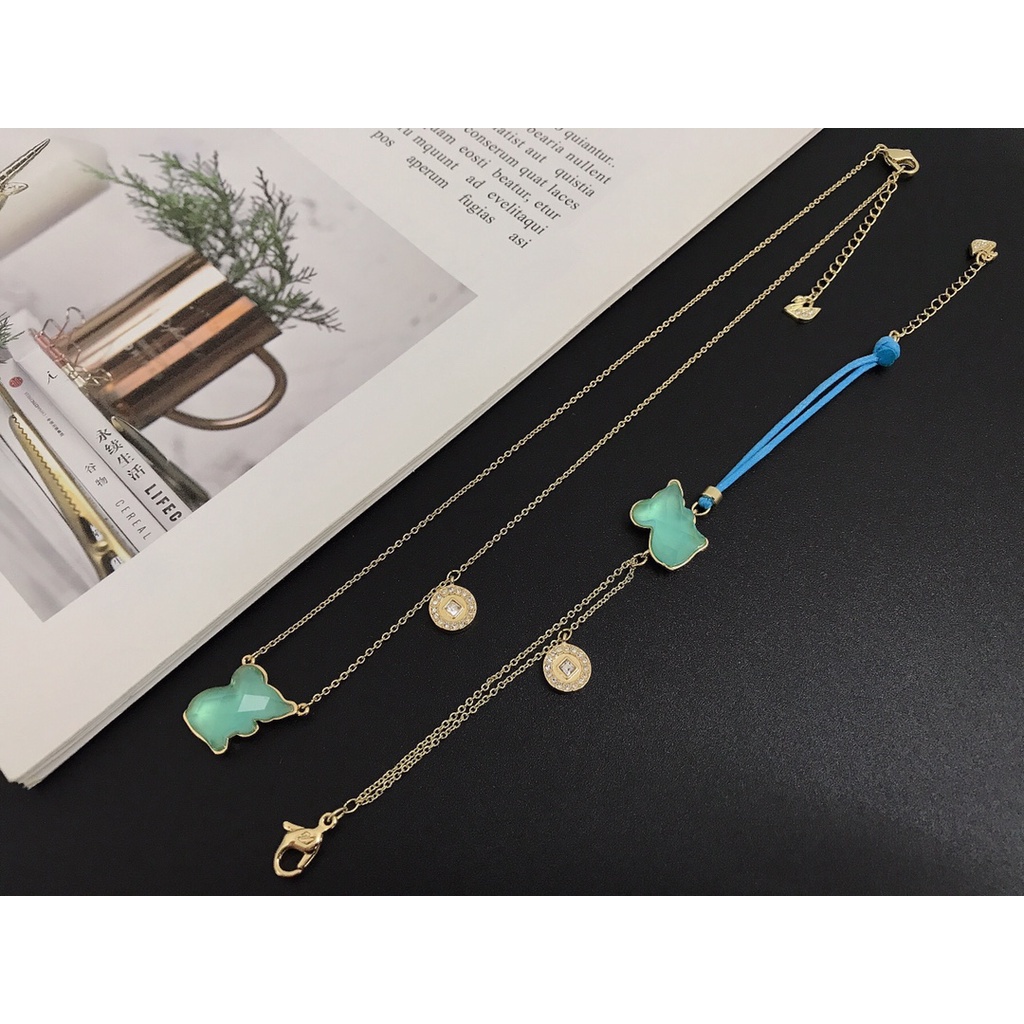 FREE SHIP Dây Chuyền Nữ WILLFAN Cute Crystal Mouse Necklace Bracelet Set Necklace Crystal suit FASHION cá tính Trang sức trang sức đeo THỜI TRANG