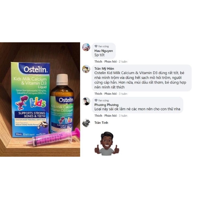 Ostelin Kids Milk Calcium &amp; Vitamin D3 Liquid bổ sung canxi cho trẻ