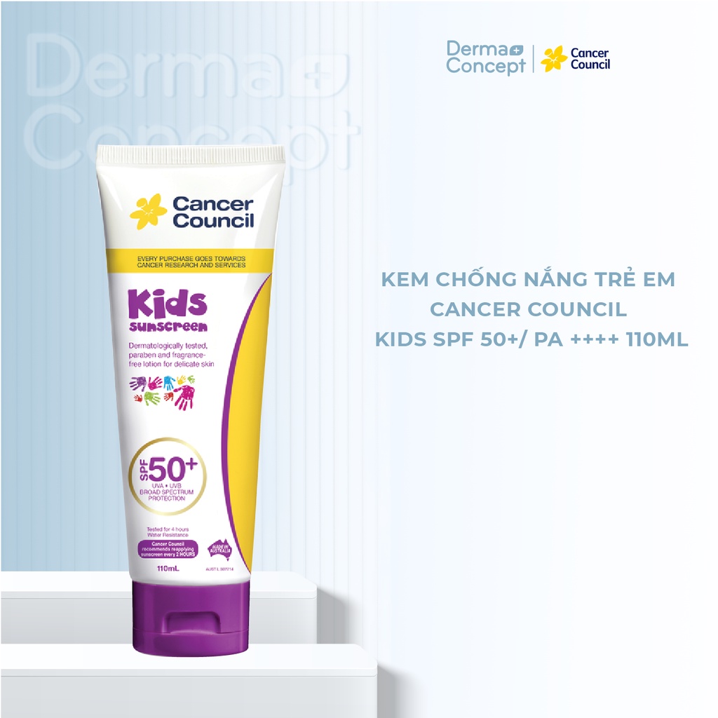 Kem chống nắng Trẻ em Cancer Council Kids SPF 50+/ PA ++++ 35ml/ 75ml/ 110ml/ 200ml