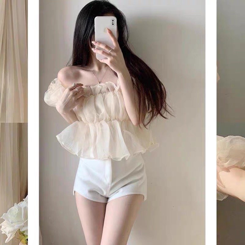 Áo croptop voan công chúa trễ vai cực xinh sang