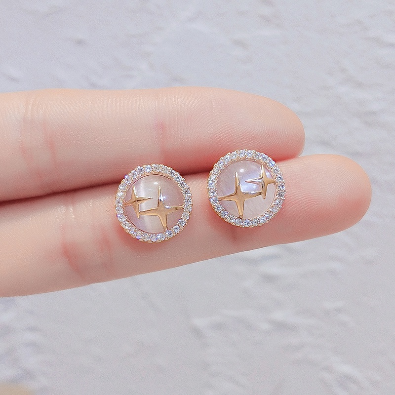 [Jiudolan] Khuyên Tai Ngôi Sao Đính Đá Opal Nhân Tạo Tinh Tế Đơn Giản Cho Nữ