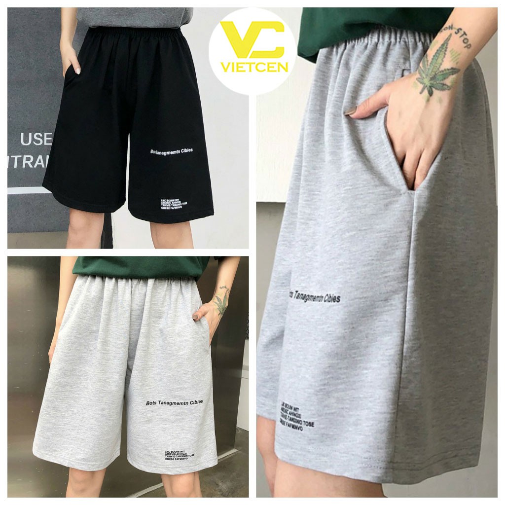 Quần đùi Unisex thun rộng BONT quần short thể thao nam nữ cá tính - VIETCEN