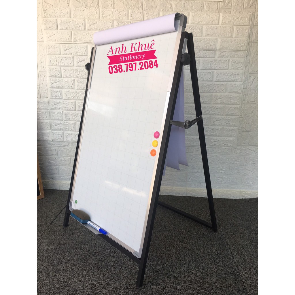 [Bảng viết bút lông] Bảng Flipchart Eco 60*100 cm Dễ gấp Dễ thay đổi chiều cao ( Tặng bút, bông lau, nam châm, giấy A1)