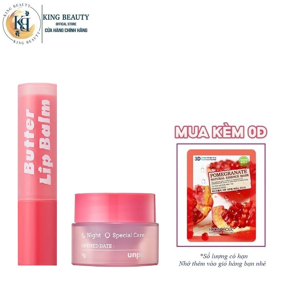 Combo 2 Sản Phẩm Dưỡng Môi Dưỡng Ẩm Cho Môi Mềm Mại Unpa Bubi Bubi Butter Lip Balam (son dưỡng 3.8g+mặt nạ ngủ 9g)