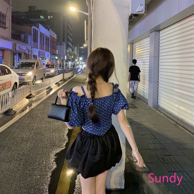 Set áo sơ mi ngắn tay + quần short mini thời trang nữ Hàn Quốc ngọt ngào (bán lẻ)