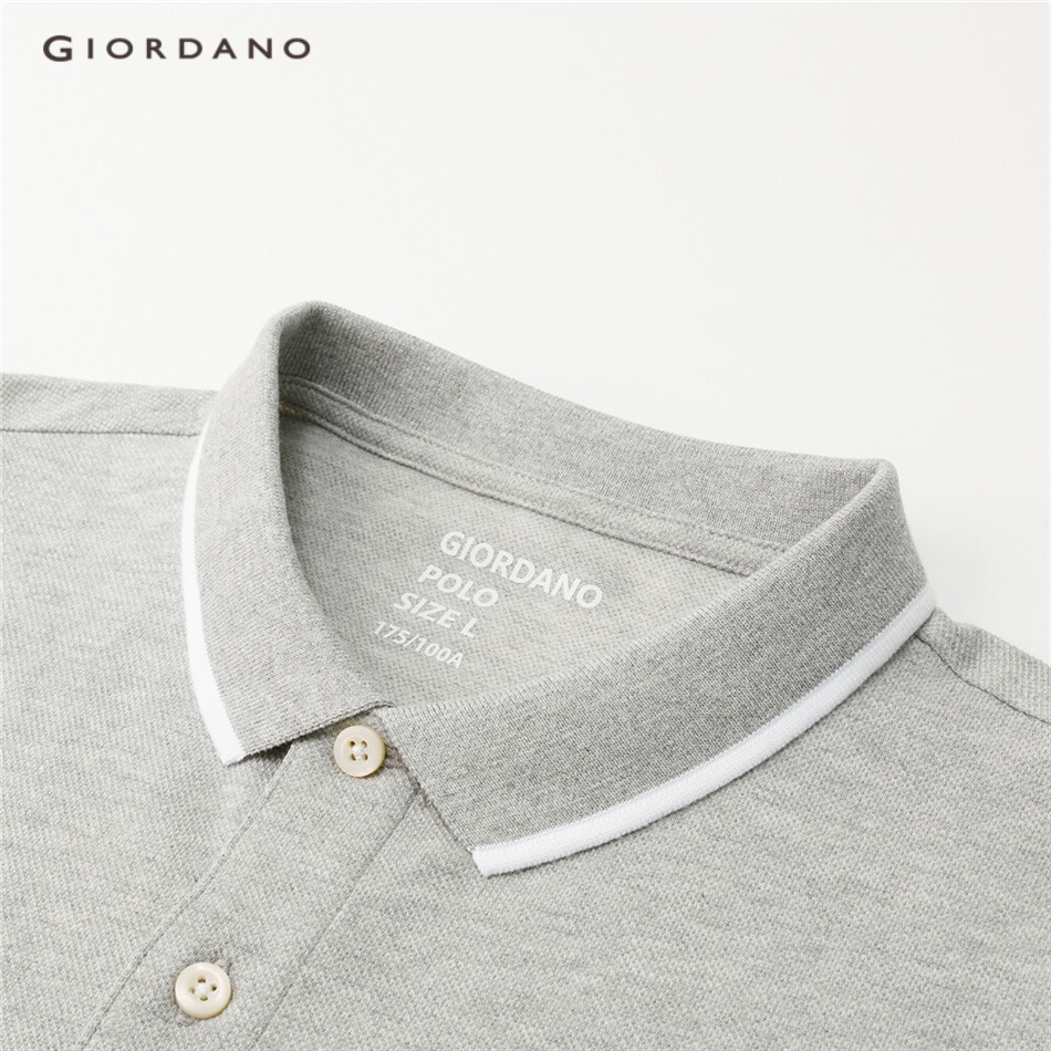 Áo thun polo GIORDANO 01012409 tay ngắn màu tương phản co giãn khô nhanh thời trang hè trẻ trung cho nam