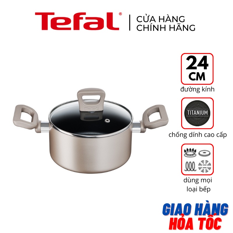 Nồi đế từ 24cm chống trầy chống dính kèm nắp Tefal Sensations H9104614 - Hàng chính hãng