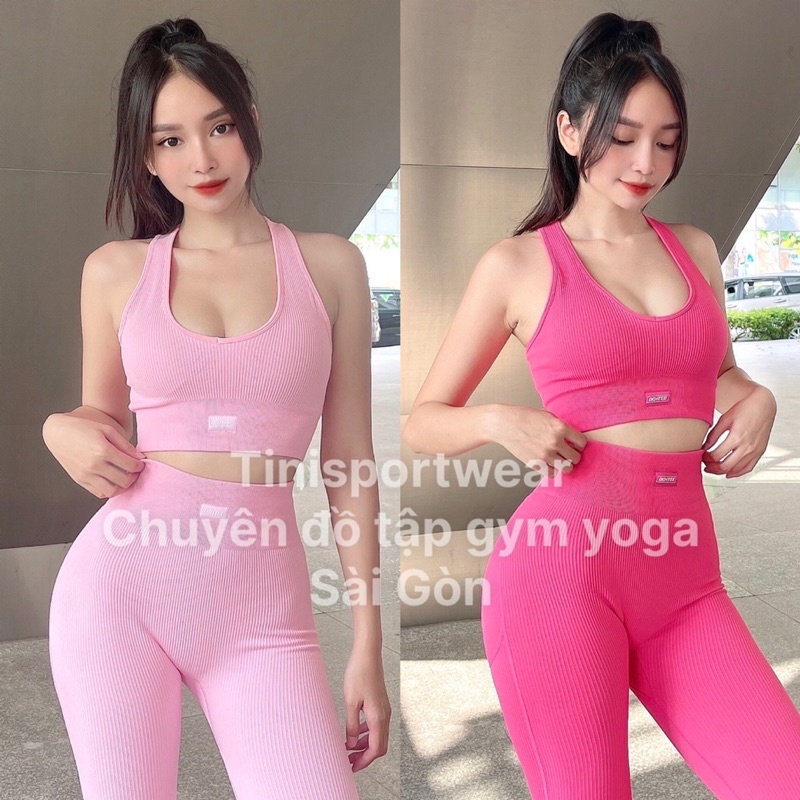 Set Botee All For You Áo Cổ Tim Quần Dài Tập Gym Yoga