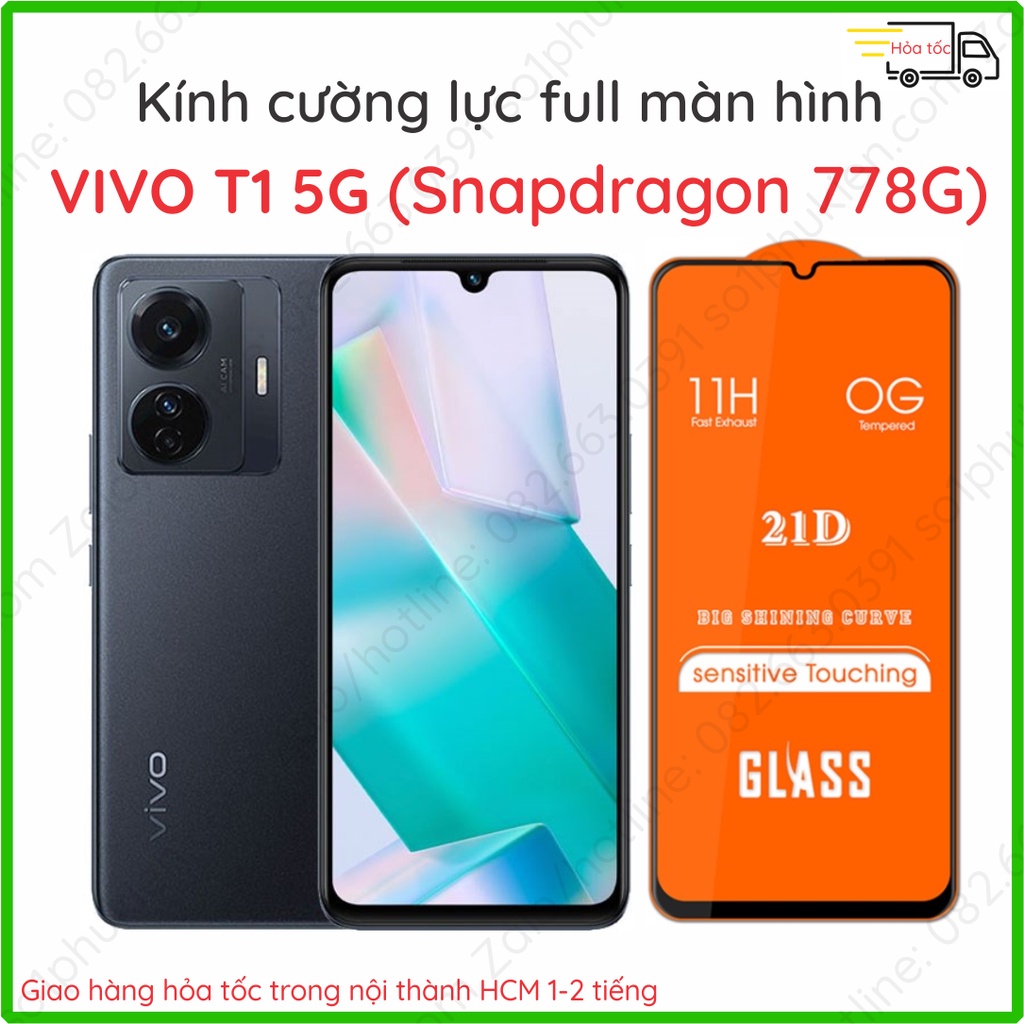 Kính cường lực Vivo T1 5G  full màn hình, full keo, chuẩn bền đẹp