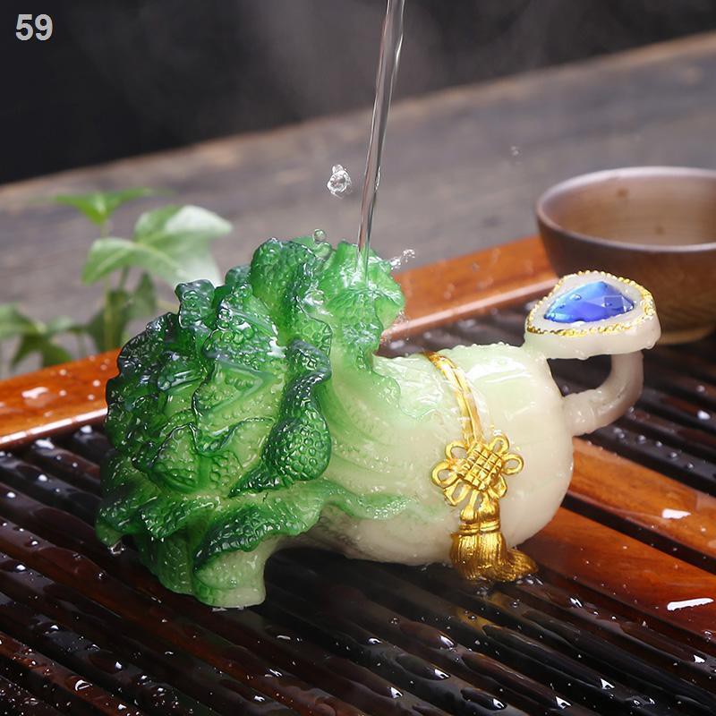Thú cưng trà đổi màu sáng tạo Lucky Đồ trang trí chơi bắp cải nhỏ có thể nâng khay trà, sâu bộ Kung Fu, đạo khôn