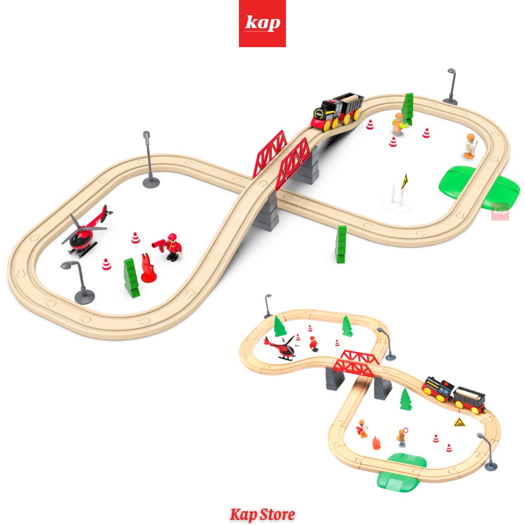 BỘ ĐỒ CHƠI ĐƯỜNG RAY XE LỬA GỖ - SET KHAI THÁC GỖ (FOREST TRACK); TƯƠNG THÍCH BRIO, HAPE, LIDL, IKEA