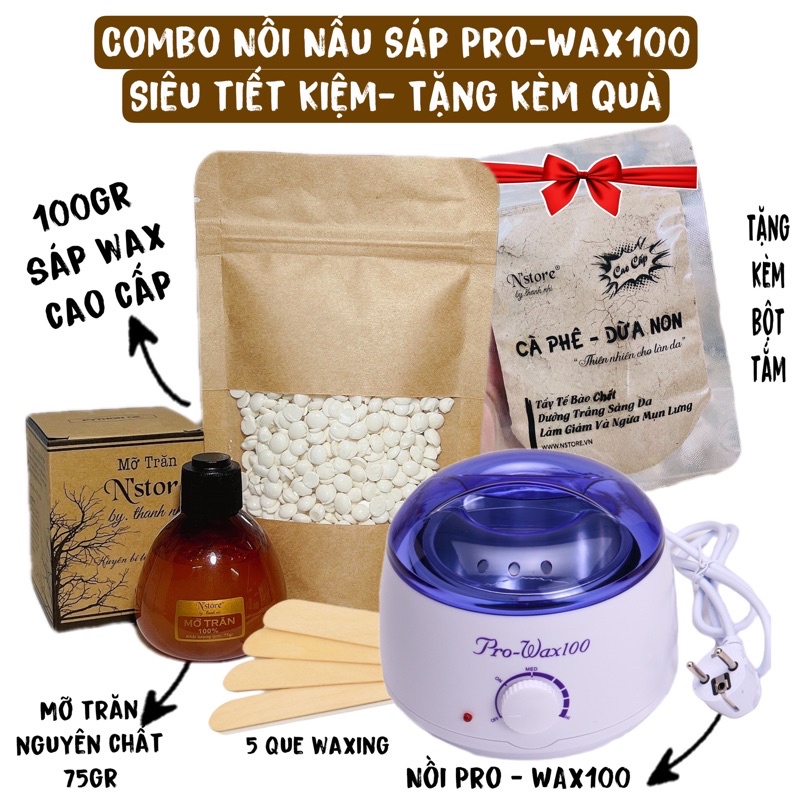 Combo triệt lông 100gr sáp wax Nóng Beans và Mỡ trăn Nstore