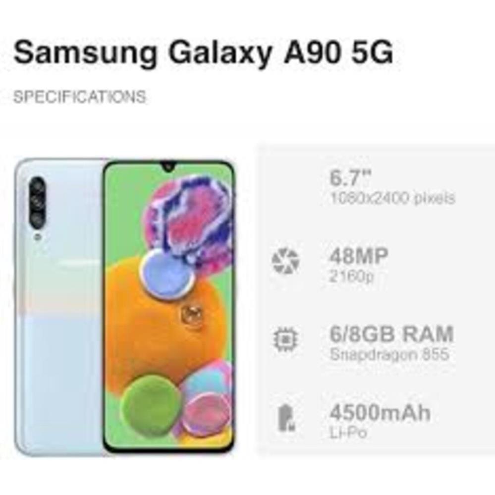 Điện thoại Samsung Galaxy A90 hỗ trợ 5G ram 6G rom 128G, Camera sau: Chính 48 MP & Phụ 8 MP, 5 MP, Chiến Game mượt