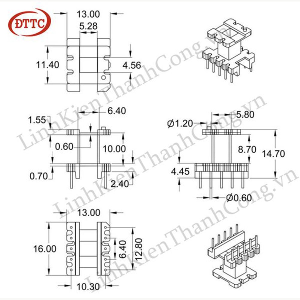 Biến Áp Cách Ly E16 EE16 Quấn Sẵn (Dây Đồng 0.25mm)