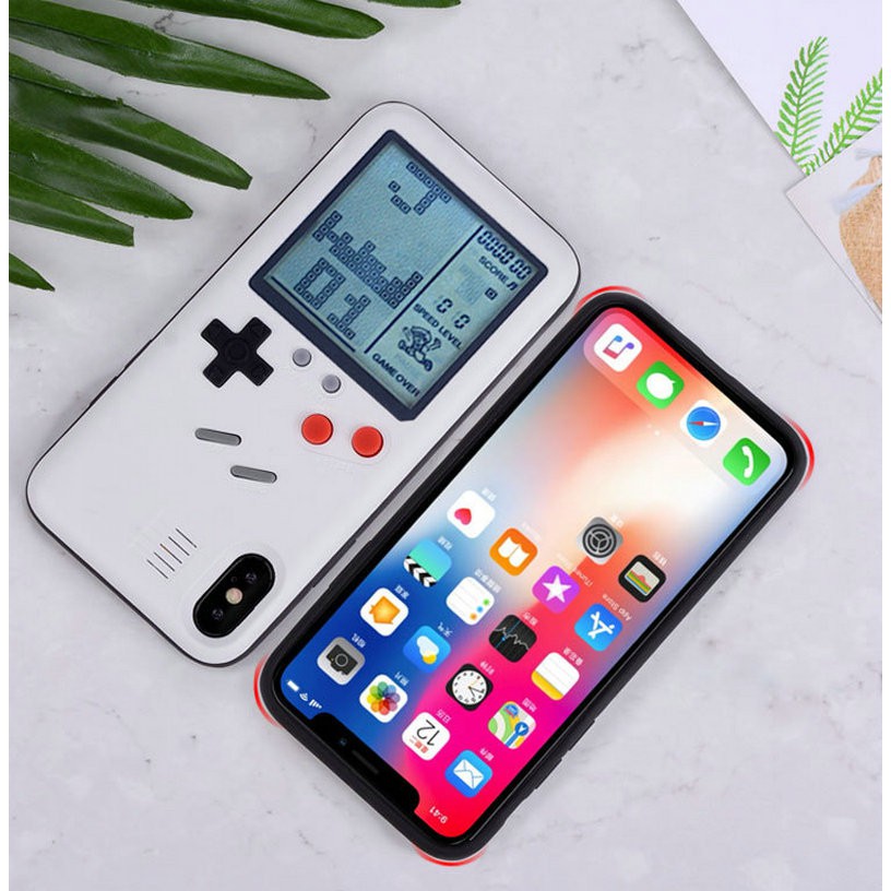Ốp điện thoại TPU mềm thiết kế máy chơi game xếp gạch cổ điển cho iPhone 6 6s 7 8 Plus 11 Pro X XS XR Max