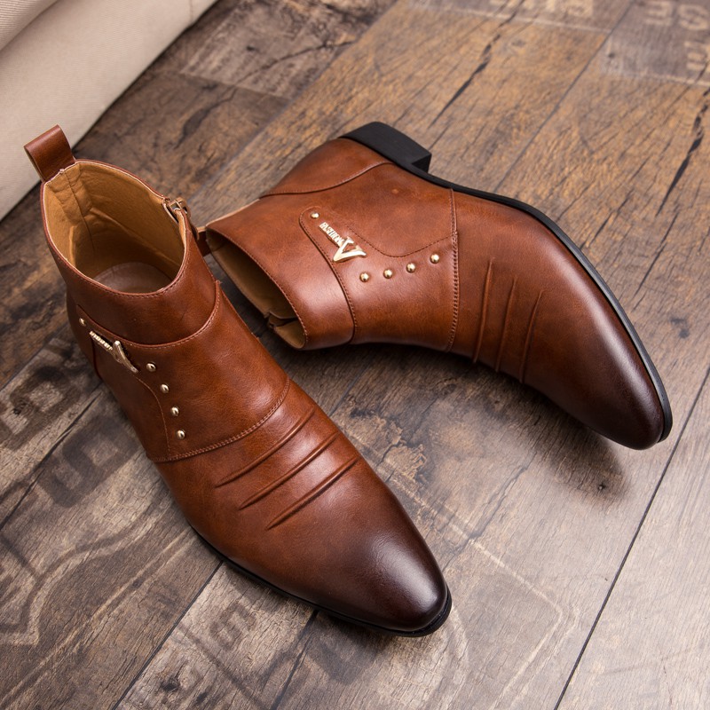 New winter leather trim high-end men's shoes