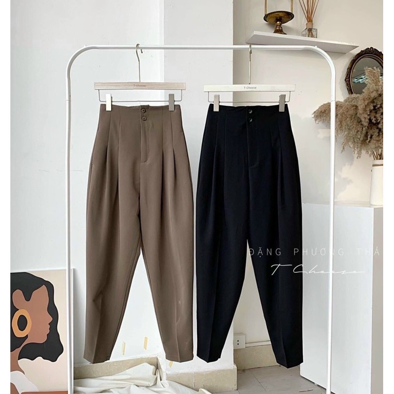 Quần baggy vải 2 cúc lưng cao siêu hot- kèm clip | BigBuy360 - bigbuy360.vn