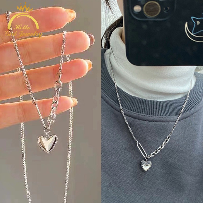 Vòng cổ Mặt Trái Tim Khắc Chữ Hello Girl Ins Thời Thượng