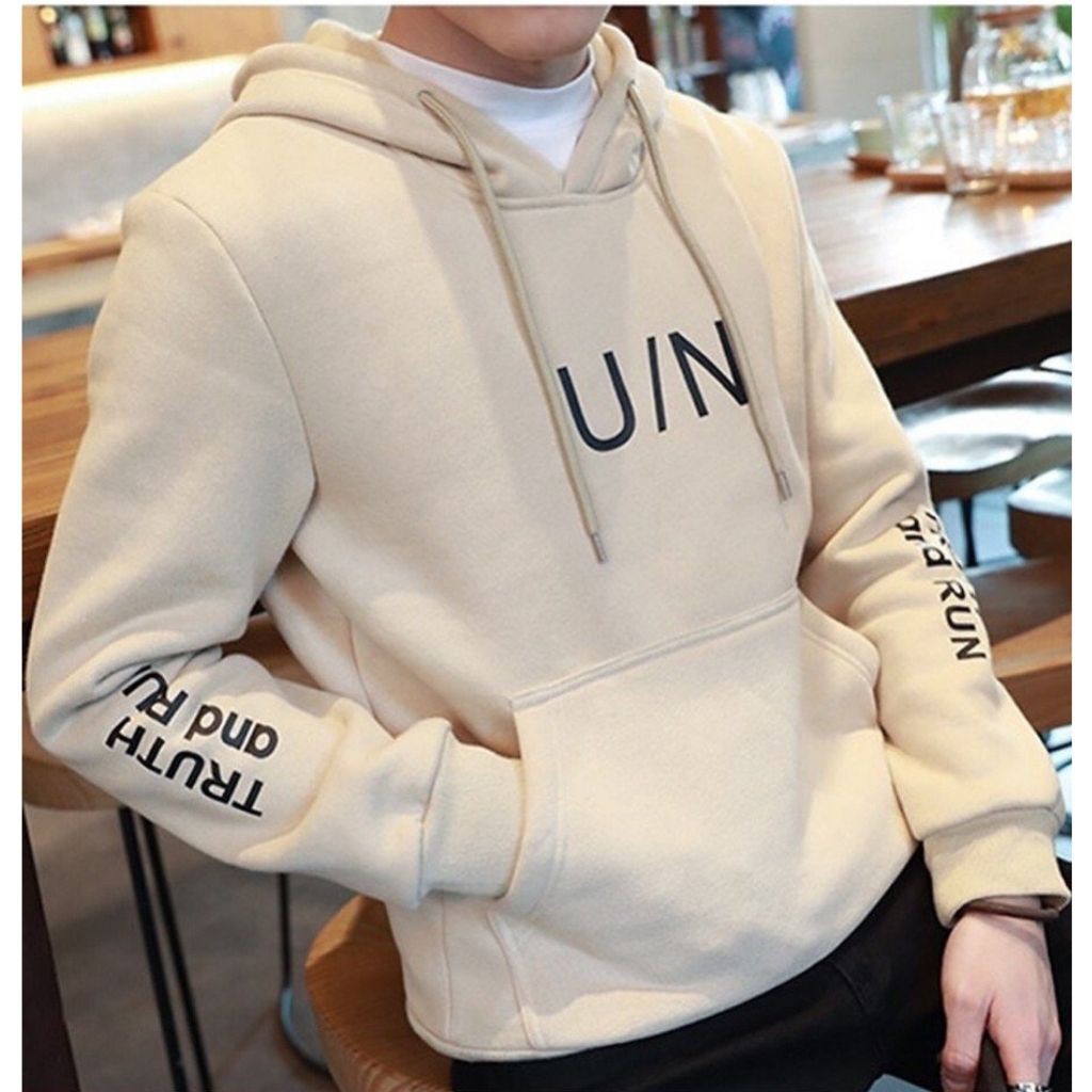 ÁO KHOÁC HOODIE NỈ UNISEX FORM RỘNG NAM IN KÝ TỰ UN MÙA KEM CỰC CHẤT