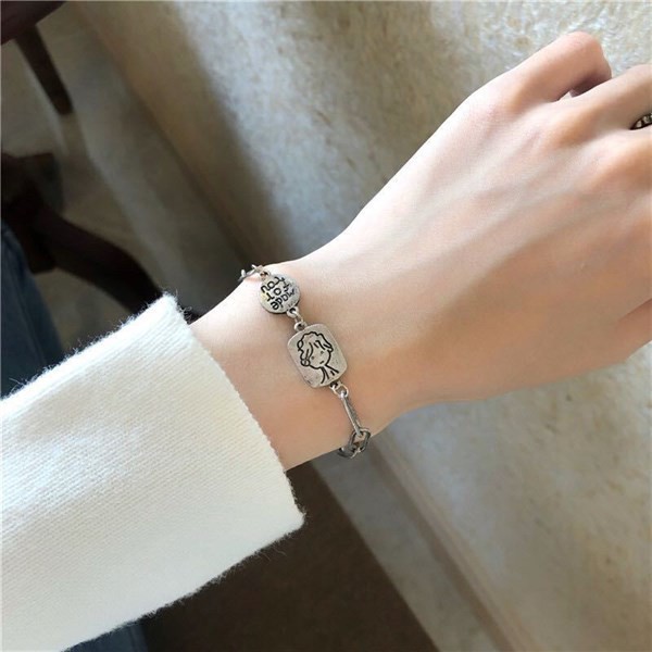 Vòng tay xích/Vòng tay đôi titan không gỉ cá tính, kute siêu rẻ bền Unisex ERA SHOP  - Chú Bé 076675