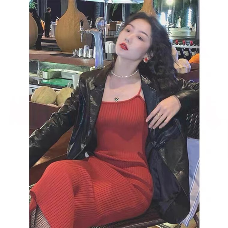 DUNEA Đầm hai dây màu trơn thời trang mùa hè dành cho nữ