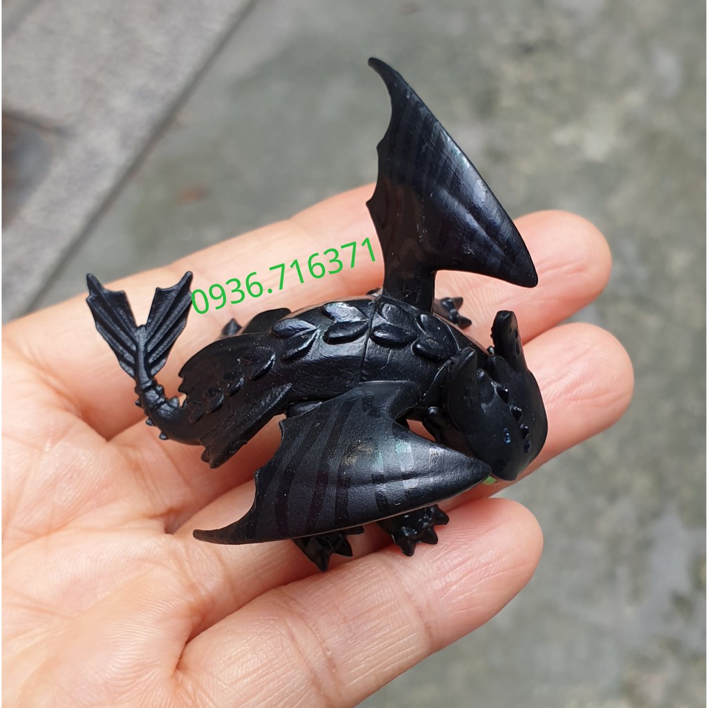 Combo 2 Mô hình nhân vật Rồng Mini màu đen và màu xanh  trong phim "Bí Kíp Luyện Rồng" (How to train your Dragon)