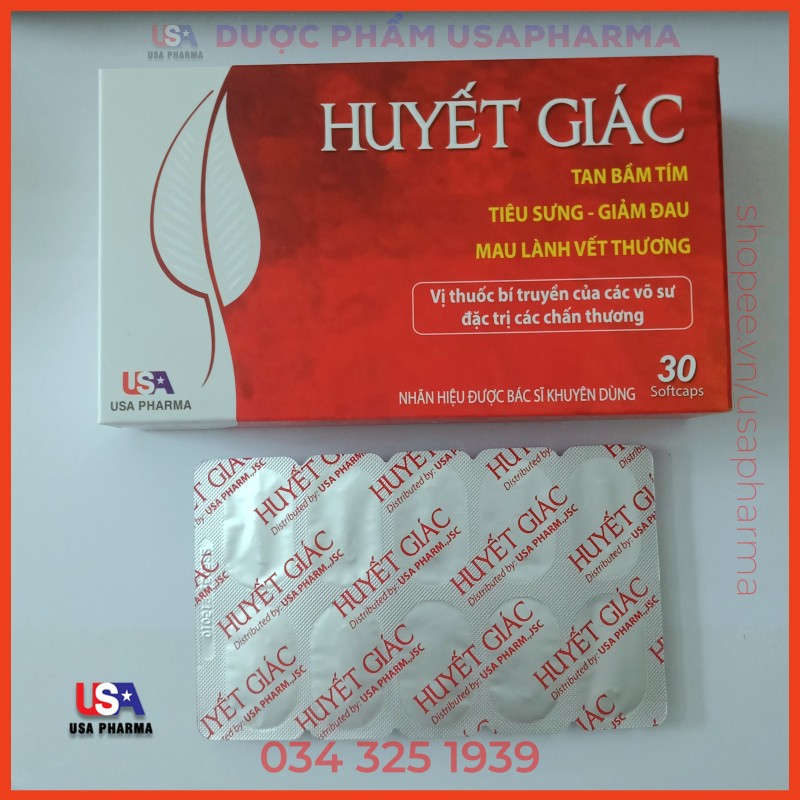 Viên uống Huyết giác giúp tan bầm tím, tiêu sưng, giảm đau, mau lành vết thương - Hộp 30 viên
