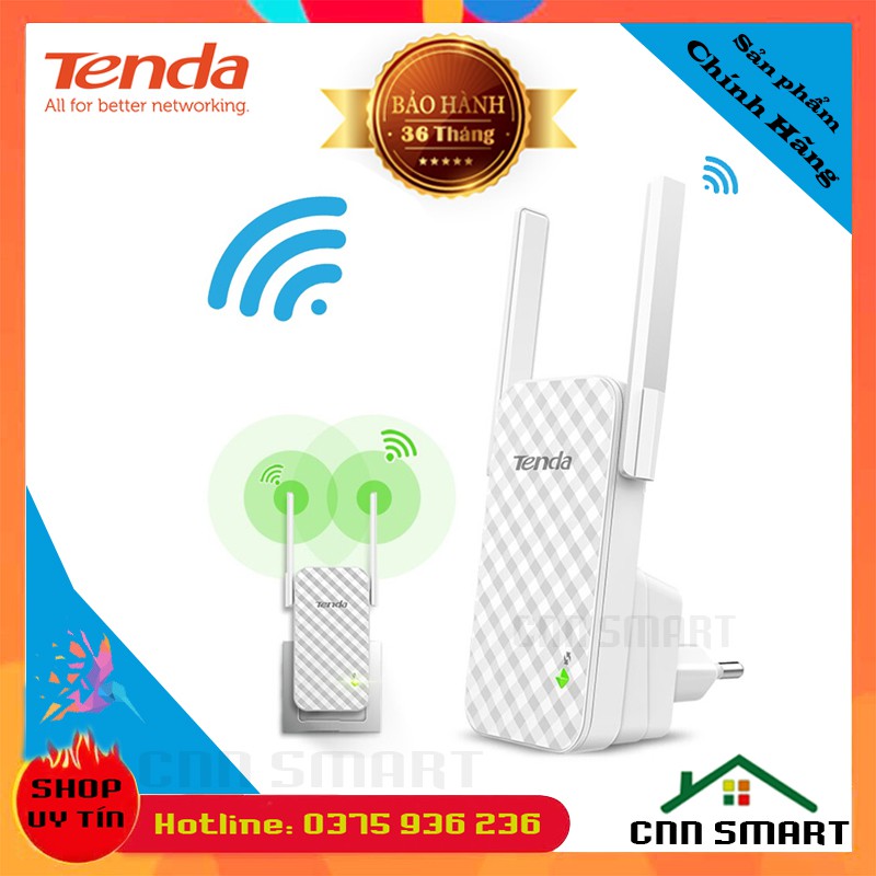 Bộ mở rộng sóng Wifi Tenda A9 Chuẩn N tốc độ 300Mbps, Kích sóng cho Wifi xa hơn và ổn định hơn - Chính Hãng BH36TH