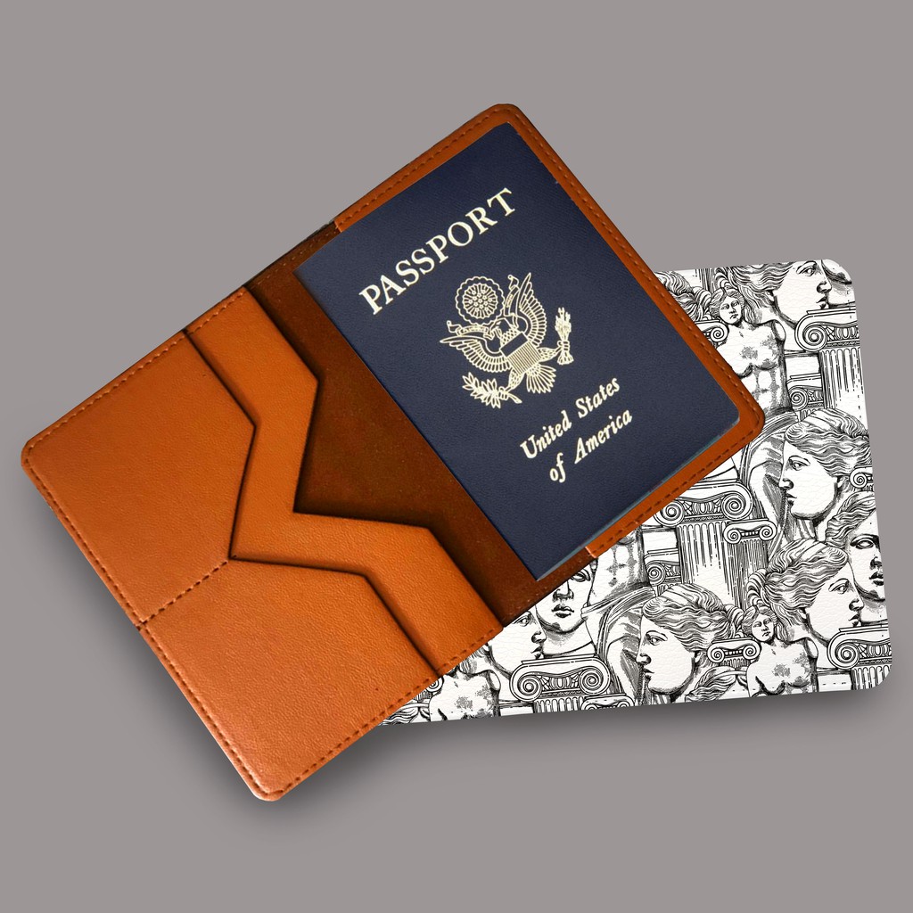 Ví Đựng Passport Du Lịch TƯỢNG HY LẠP NGHỆ THUẬT - Bao Da Hộ Chiếu Cover Và Thẻ Phụ Kiện ART - Độc Lạ - LT010