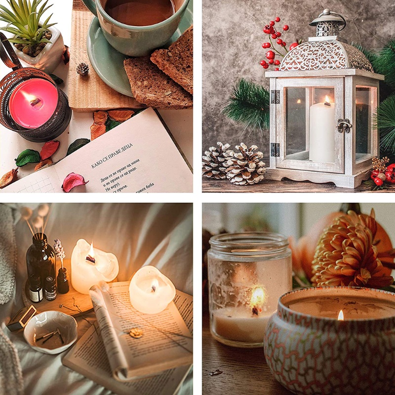 Bộ 50 bấc nến bằng gỗ kèm kẹp giữ bằng kim loại làm nến thủ công cỡ 5.1 X 0.5inch