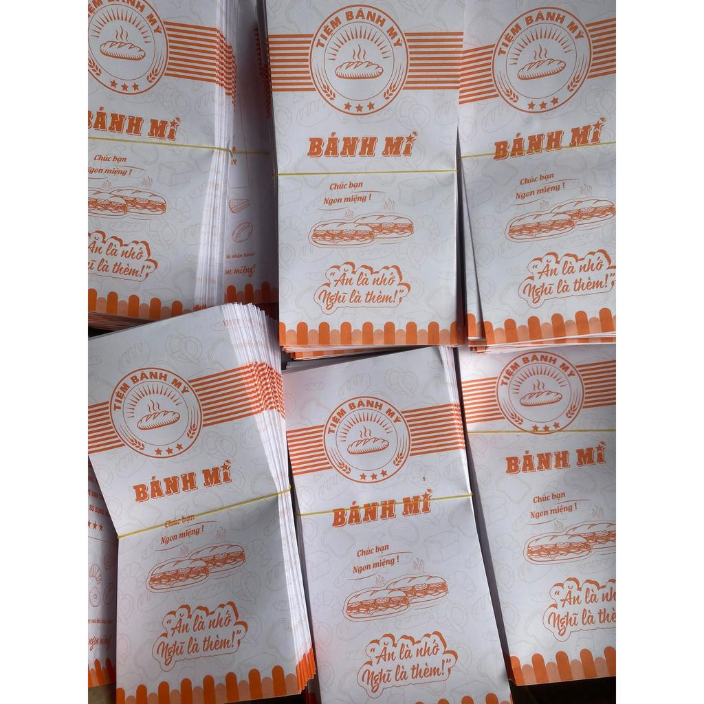 Túi đựng bánh mì - Tiệm bánh mì màu cam - 1000 túi 12x24cm - dùng cho bánh mì Pate cho vào máy kẹp nóng