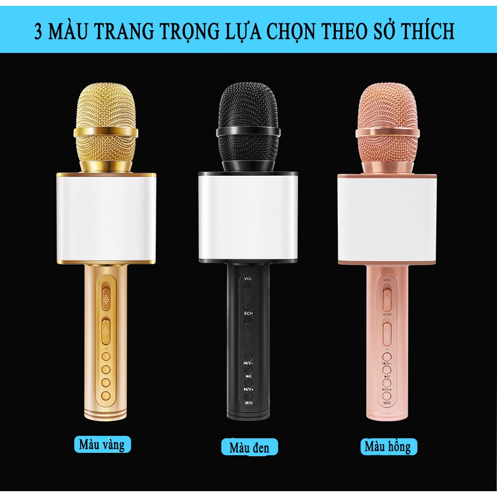 Míc hát karaoke không dây HOLOCOM SD08 kèm loa bluetooth âm thanh to trầm ấm bắt giọng dùng để nghe nhạc không bị rè