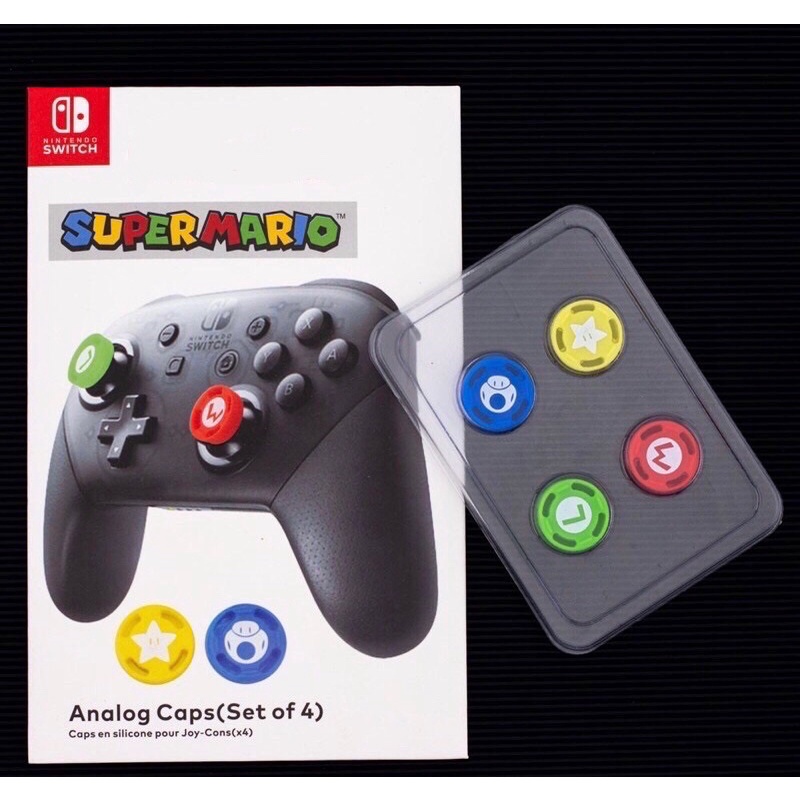 Set 4 núm bọc Super Mario cho cần Analog của Pro Controller - máy chơi game Nintendo Switch