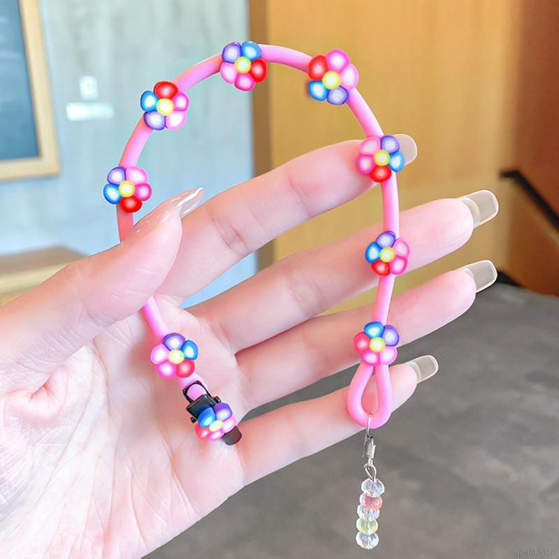 Dây buộc tóc đính hoa màu sắc ngọt ngào xinh xắn cho bé