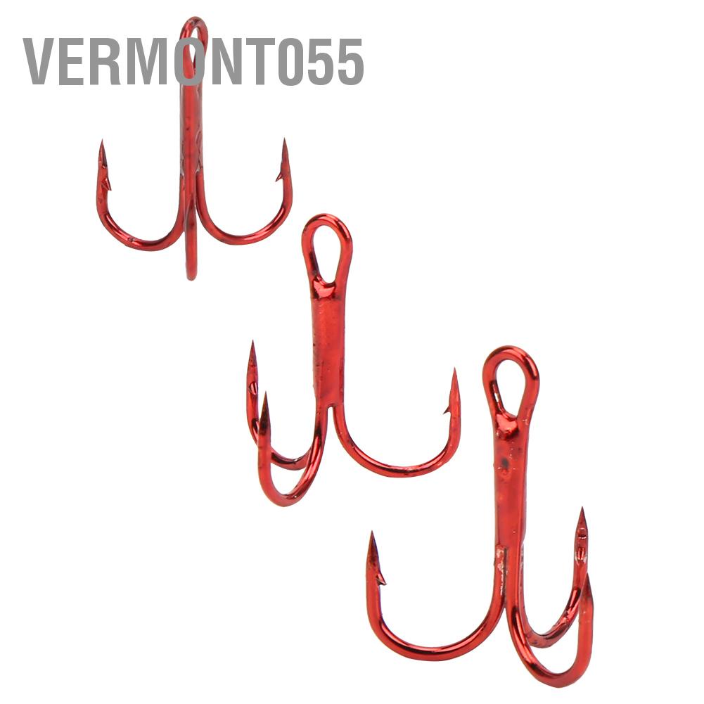 Hàng Hot 100 cái Red Treble Hooks Phụ kiện lưỡi câu cá bằng thép carbon cao Hàng giao ngayVermont055