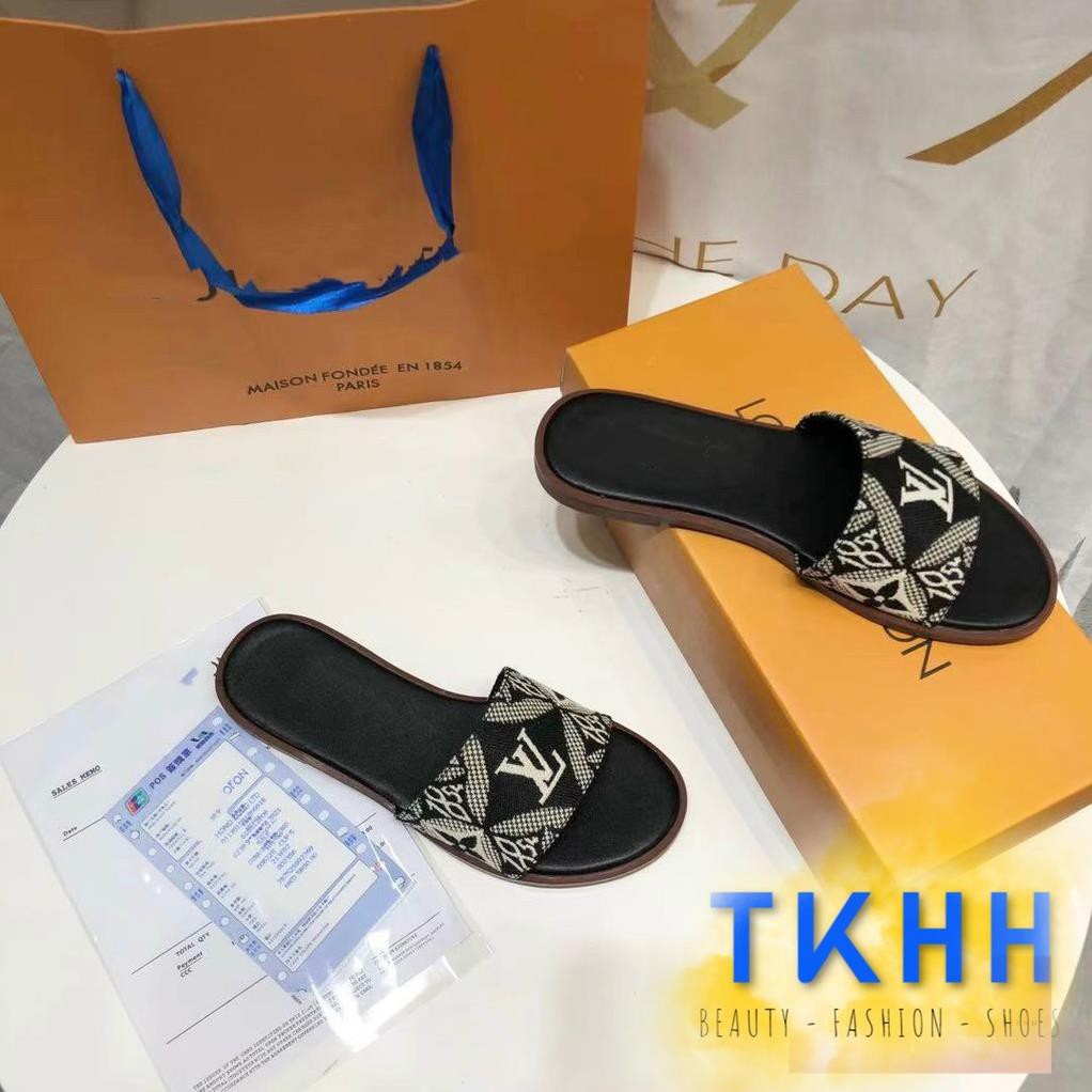 [HÀNG CHUẨN CÓ HỘP] Dép Levi Thêu Hai Màu Quai Ngang, Dép Nữ  HH1