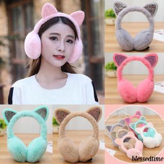♛loveyourself1♛-Cat Earmuffs Fur Warm Women Ear Protect Cute Soft Fluffy Novelty Adult