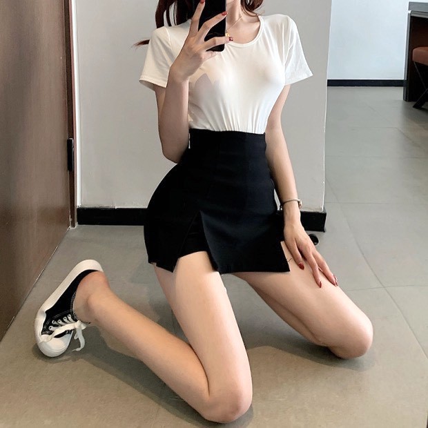 Quần Short Giả Váy Xẻ 2 Bên PEONYB Nữ [FREESHIP] Shorts đùi dáng ngắn chữ A, thun ôm body cạp cao bánh bèo Ulzzang HOT