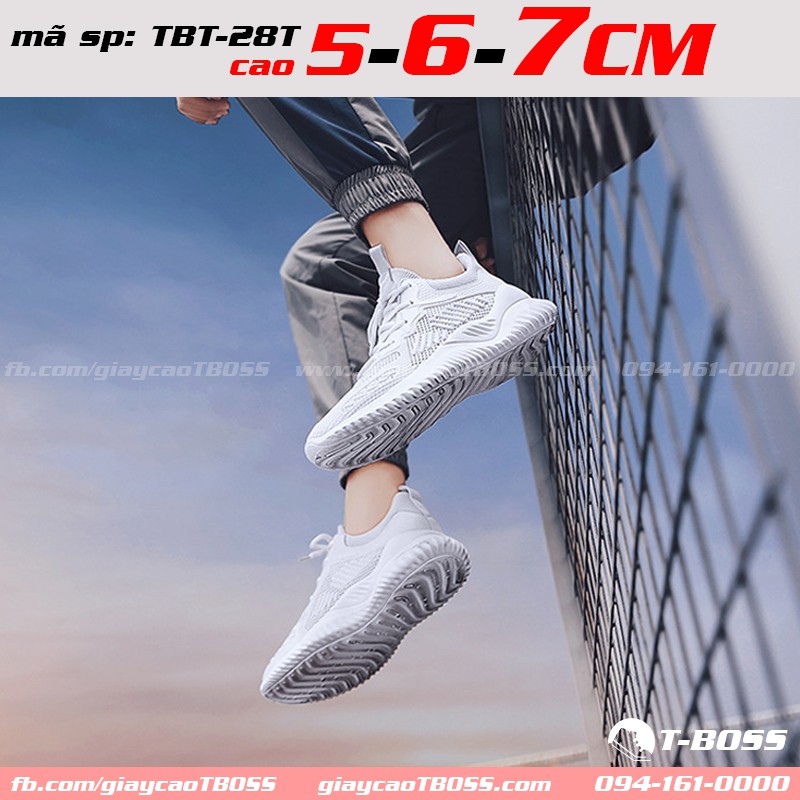 [SP CHẤT LƯỢNG] - giày Thể Thao nam tăng chiều cao 5cm - 6cm - 7cm T-BOSS - Mã sản phẩm TBT-28T - Màu trắng