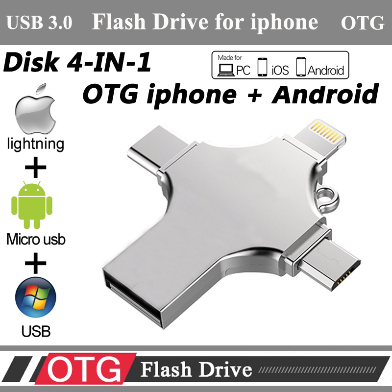 Usb Otg 4 Trong 1 256gb 128gb Cho Iphone X / 8 / 7 Plus / 6 / 6s / Se / Ipad Otg
