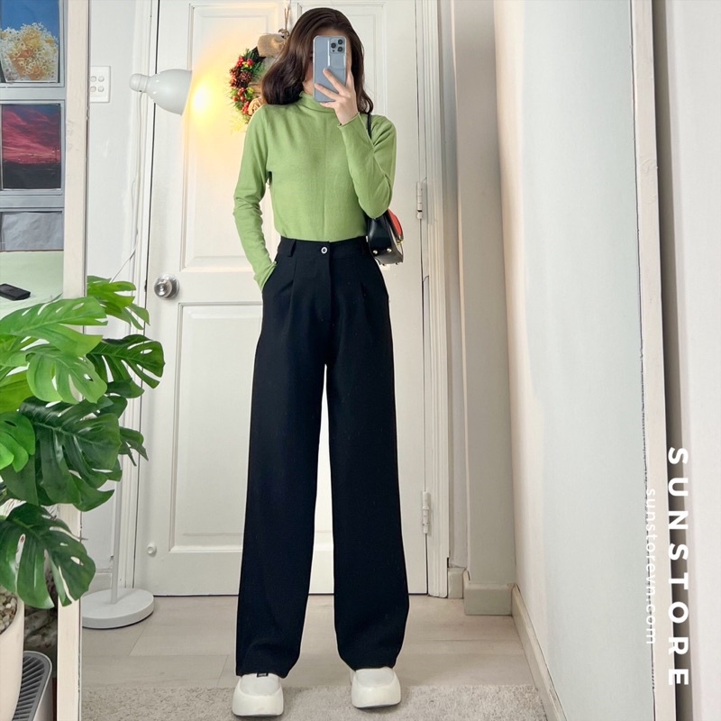 [Mã FAMARAL1 giảm 10K đơn 50K] Quần culottes ống rộng suông dài chất rũ cao cấp lưng cao cài nút Spant 2