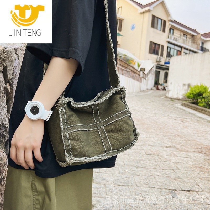Jin TENG Túi Đeo Chéo Vai Bằng Vải Canvas Phong Cách Hàn Quốc Nhật Bản Mới 2022 Độc Đáo Cho Nữ