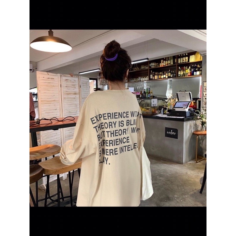 Áo thun TAY DÀI nữ ULZZANG freesize phông form rộng dáng unisex mặc cặp, nhóm, lớp in chữ