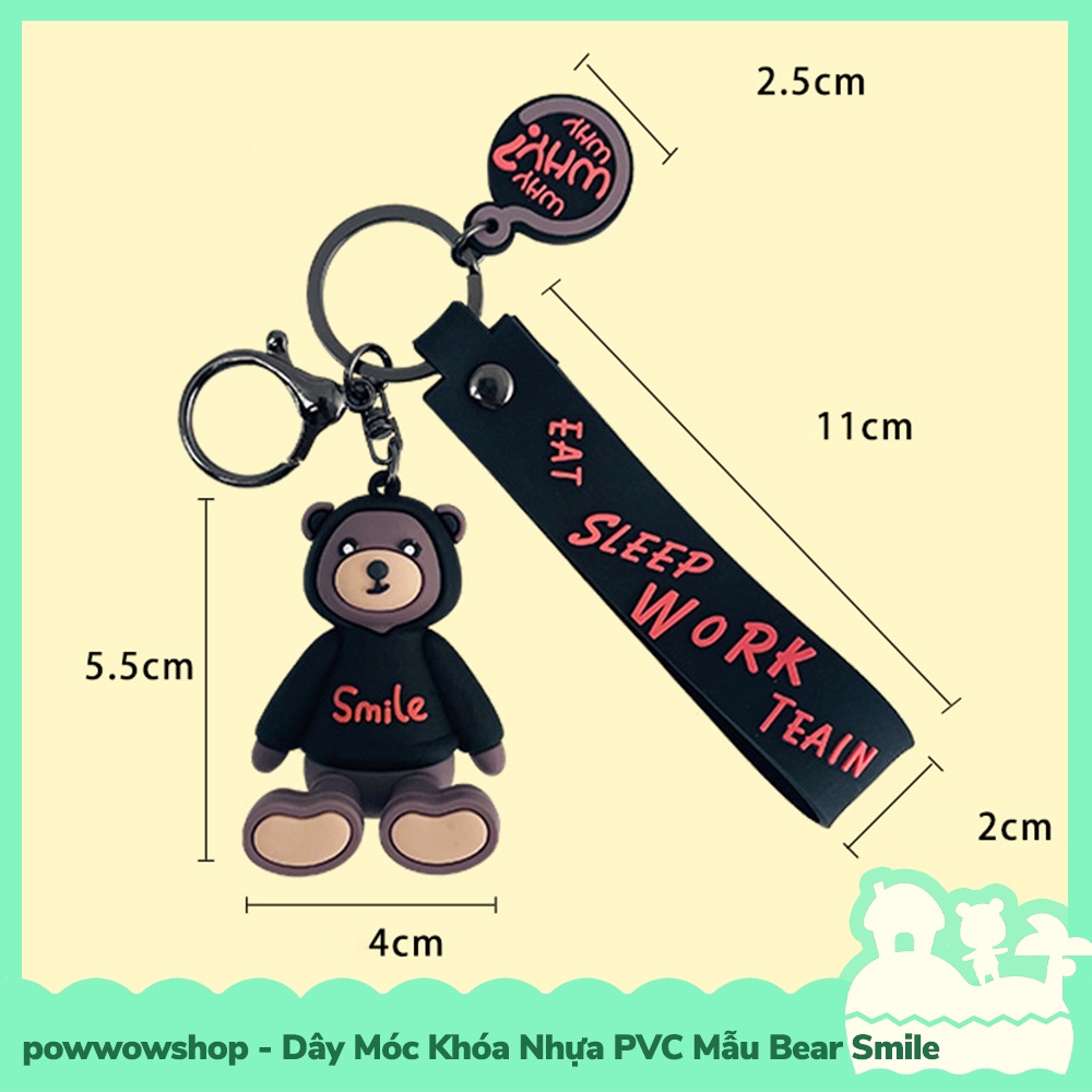 [Sẵn VN - Hỏa Tốc] Dây Móc Khóa Nhựa PVC Mẫu Gấu Bear Smile