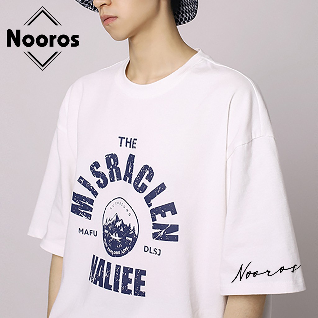 Áo thun tay lỡ nam nữ form rộng Nooros vải phông trơn unisex cotton thoáng mát Street Style hình in đẹp MISRACLEN - NR09