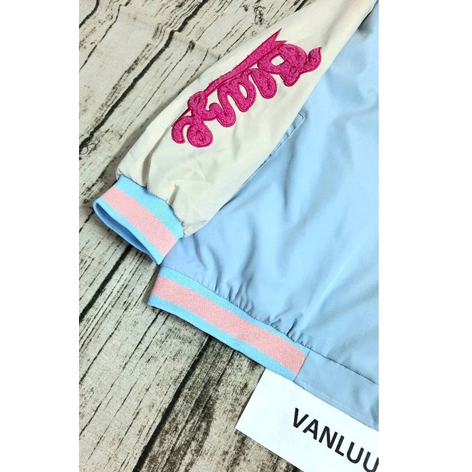 Áo bomber nữ form rộng thêu họa tiết trái tim áo khoác bóng chày thời trang ulzzang